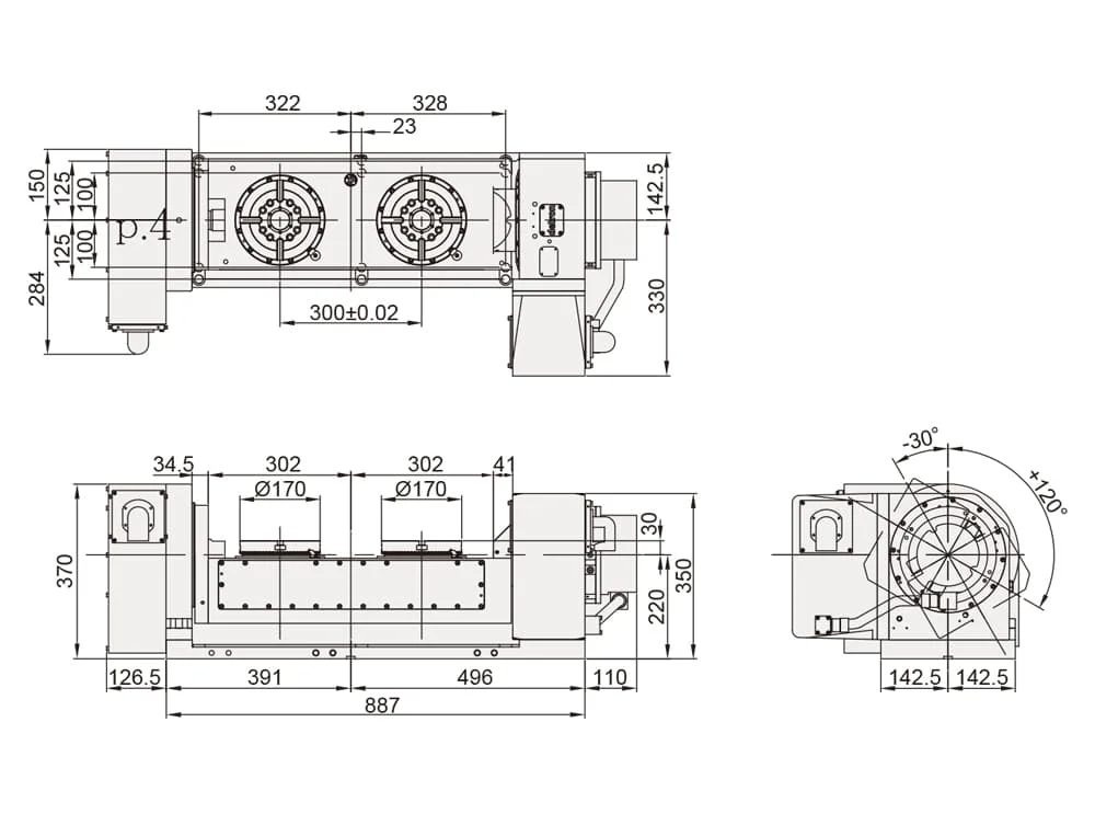 Двухшпиндельный наклонно-поворотный стол Detron GFA-170S-2W-300