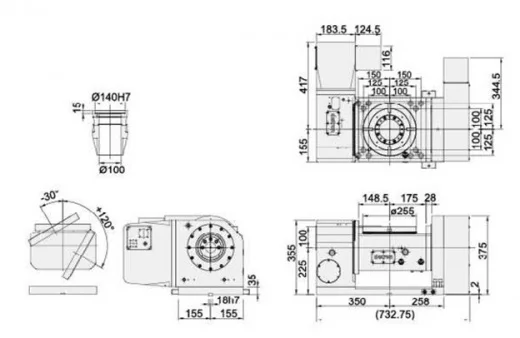 Наклонно-поворотный стол  с ЧПУ NFA-255H