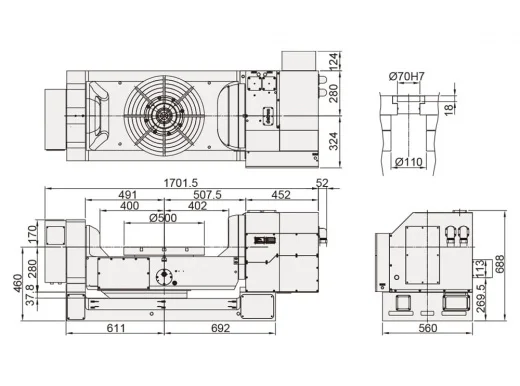 Наклонно-поворотный стол с ЧПУ Detron GTFAE-500XBL