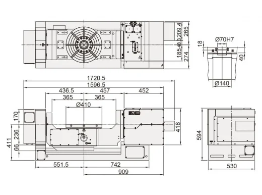 Наклонно-поворотный стол Detron GTFAE-410XBL(S) / GTFAE-410HL(S)