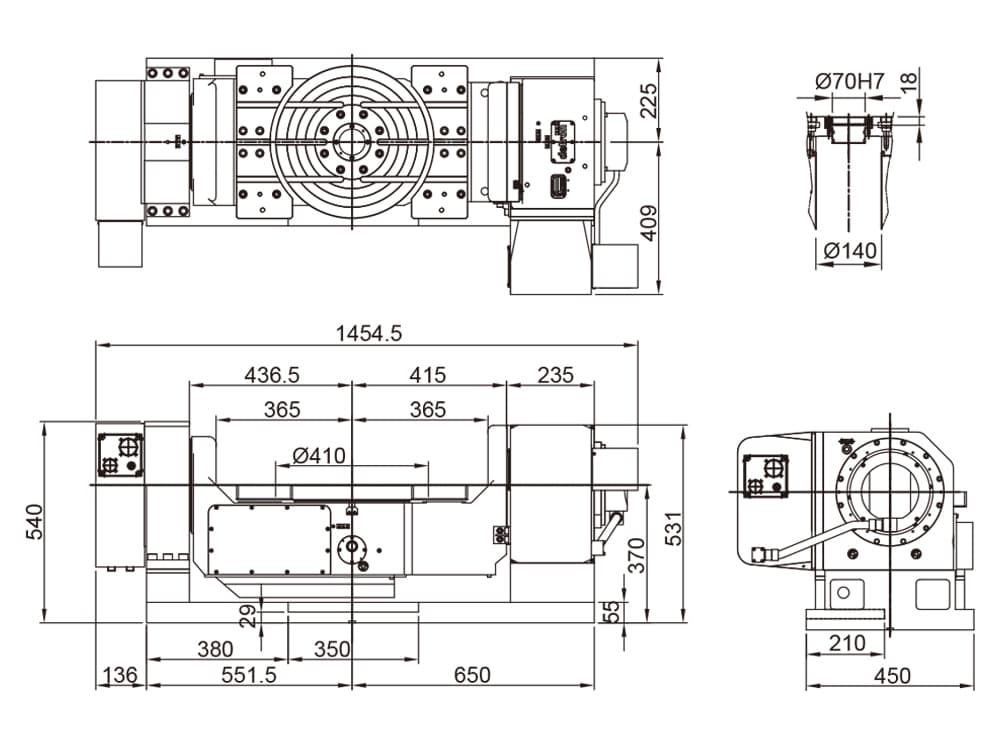Наклонно-поворотный стол Detron GTFAE-410XBL(S) / GTFAE-410HL(S)