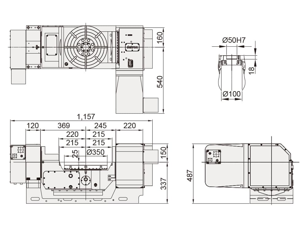 Наклонно-поворотный стол RCTFE-350H Ø350 мм