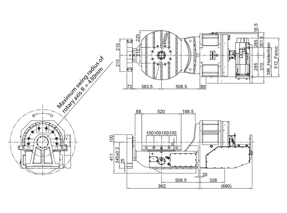 Наклонно-поворотный стол с ЧПУ Detron GTFA-650EHB